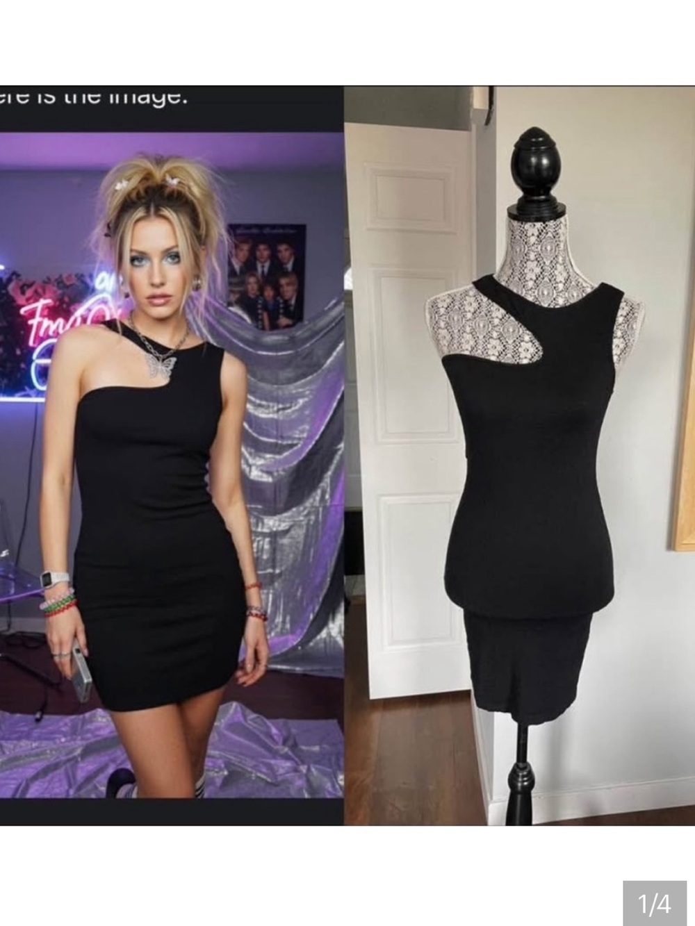 Vintage Bebe Y2K Cut Out Bodycon Dress. Black. XS.